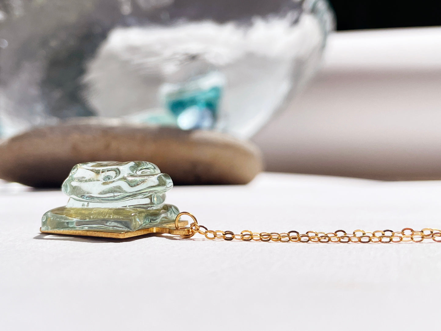 Eco-Friendly Aireys Glass Pendant Necklace with 14k Gold Filled Chain | Handmade in Lorne