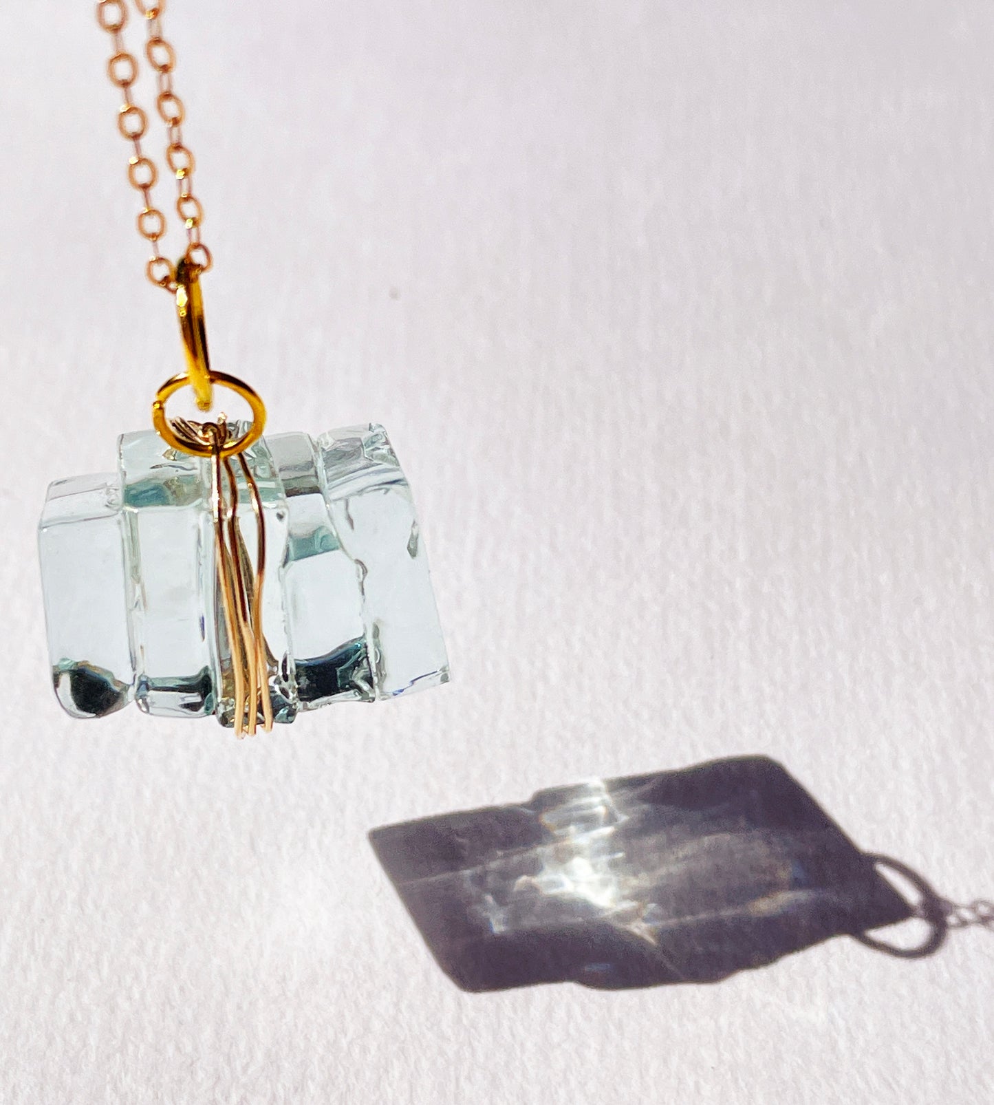 Eco-Friendly Torquay Wrapped Wine Glass Pendant Necklace with 14k Gold Filled Chain | Handmade in Lorne