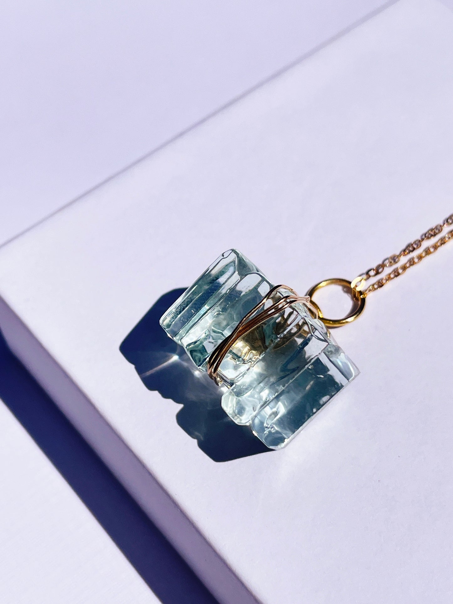 Eco-Friendly Torquay Wrapped Wine Glass Pendant Necklace with 14k Gold Filled Chain | Handmade in Lorne