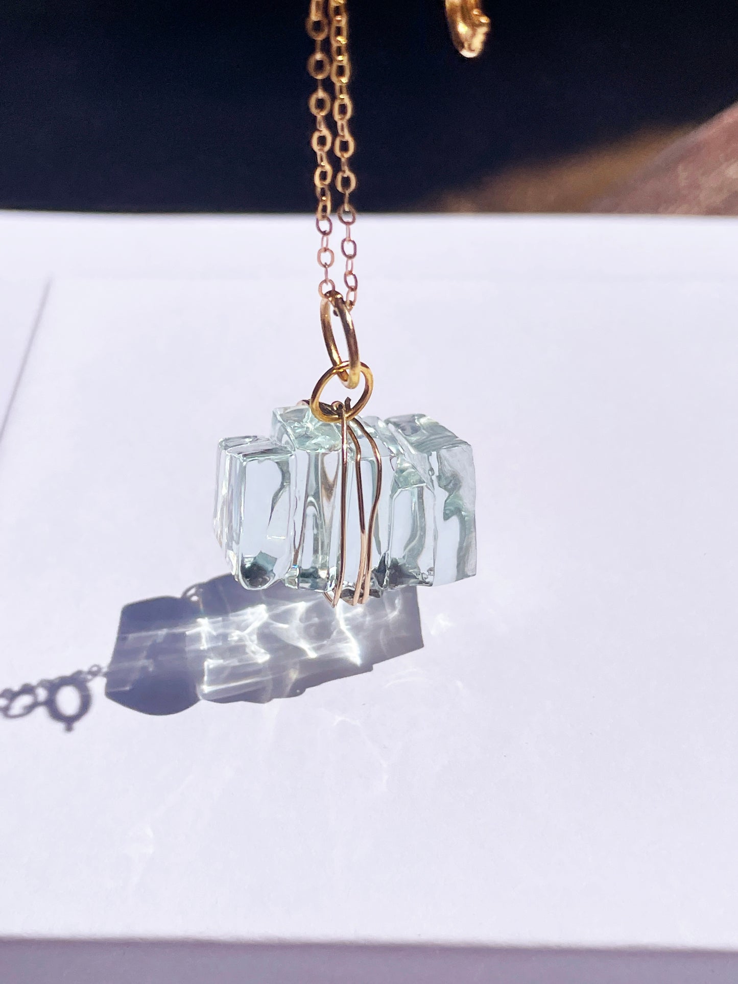 Eco-Friendly Torquay Wrapped Wine Glass Pendant Necklace with 14k Gold Filled Chain | Handmade in Lorne