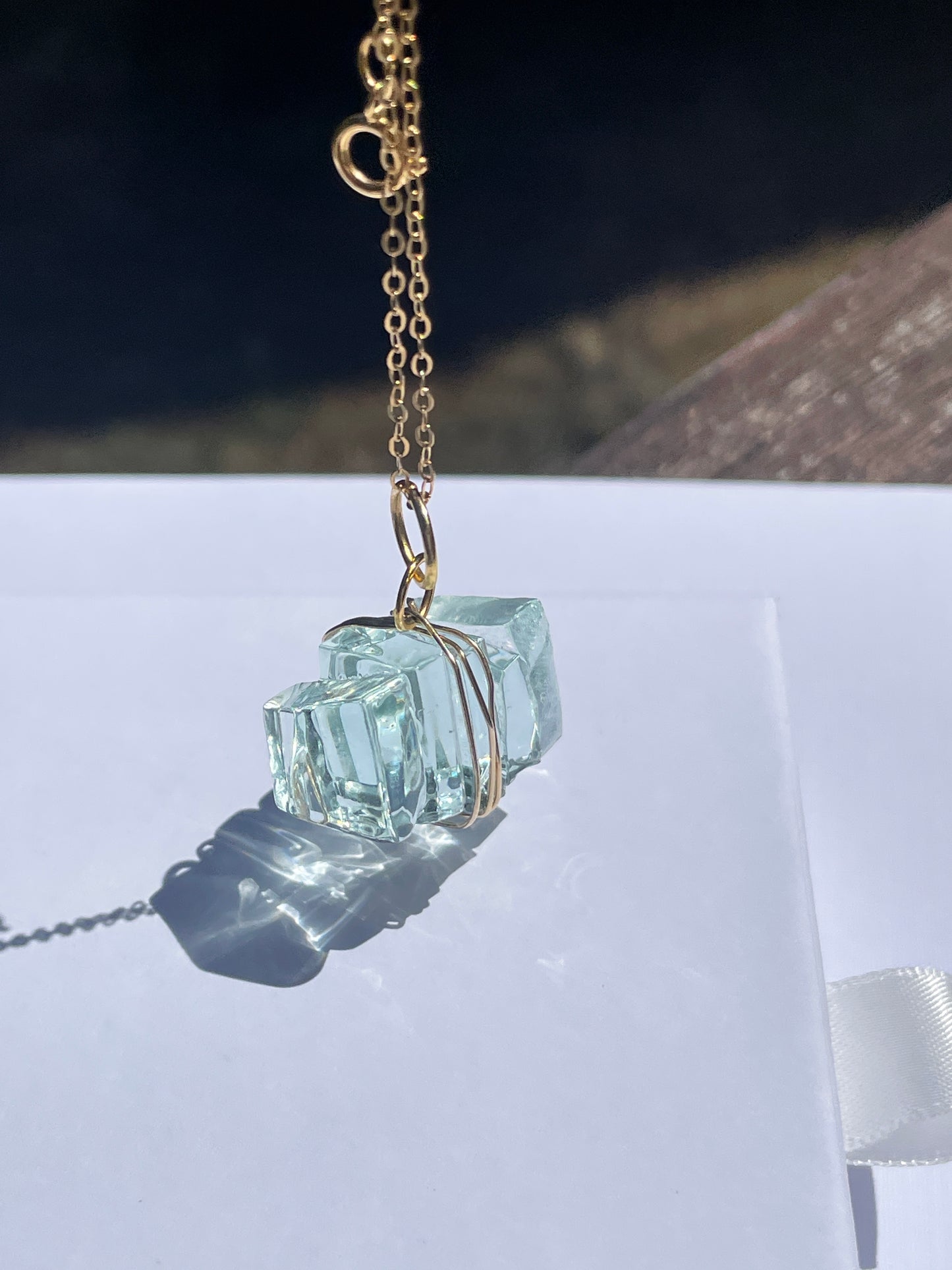 Eco-Friendly Torquay Wrapped Wine Glass Pendant Necklace with 14k Gold Filled Chain | Handmade in Lorne