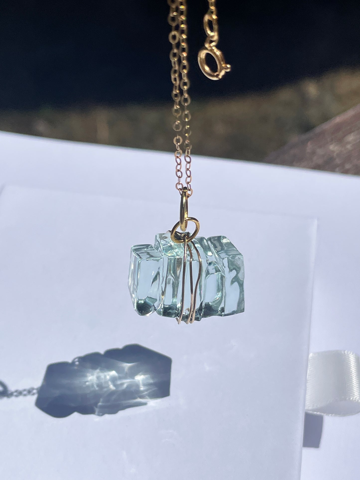 Eco-Friendly Torquay Wrapped Wine Glass Pendant Necklace with 14k Gold Filled Chain | Handmade in Lorne