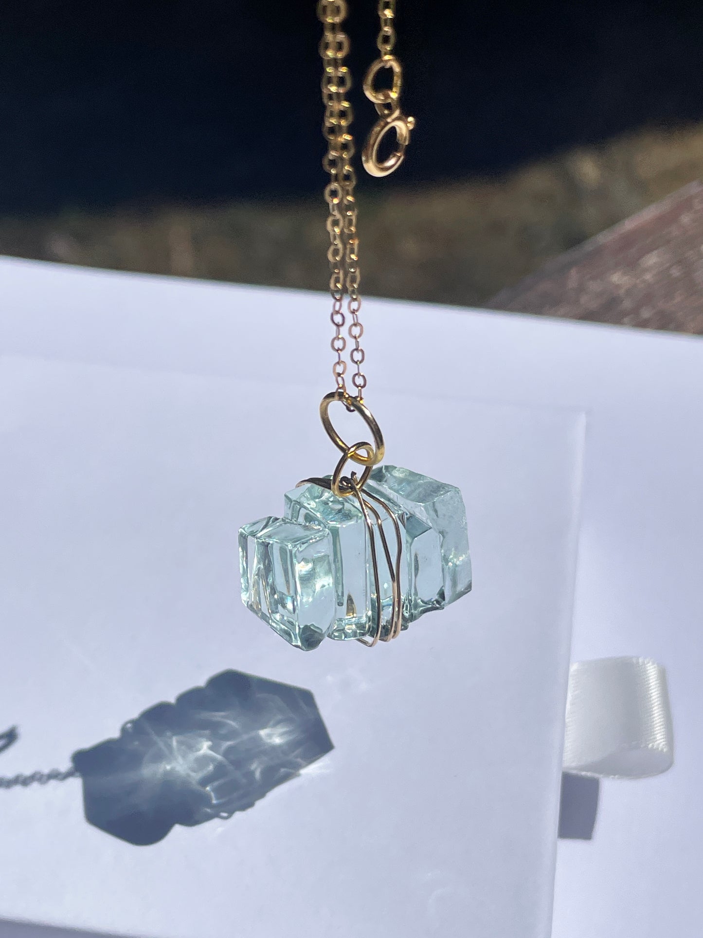Eco-Friendly Torquay Wrapped Wine Glass Pendant Necklace with 14k Gold Filled Chain | Handmade in Lorne