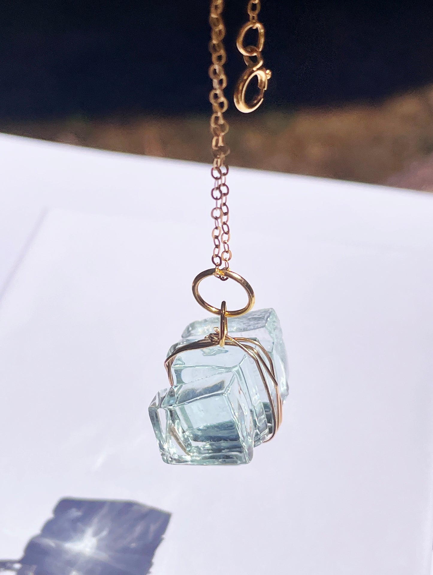 Eco-Friendly Torquay Wrapped Wine Glass Pendant Necklace with 14k Gold Filled Chain | Handmade in Lorne