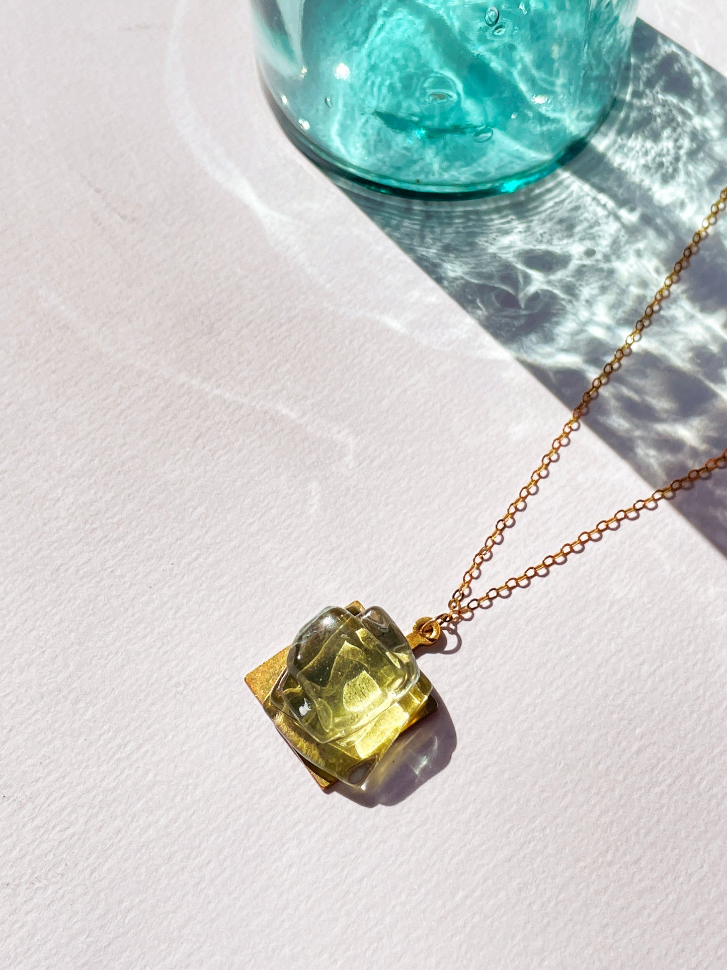 Eco-Friendly Aireys Glass Pendant Necklace with 14k Gold Filled Chain | Handmade in Lorne