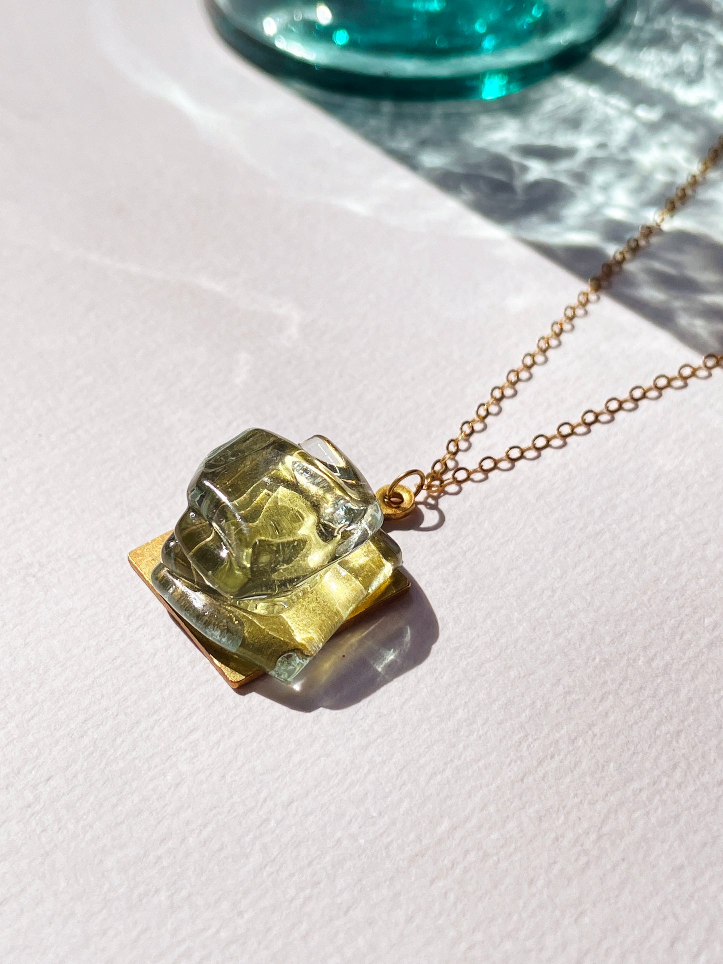 Eco-Friendly Aireys Glass Pendant Necklace with 14k Gold Filled Chain | Handmade in Lorne