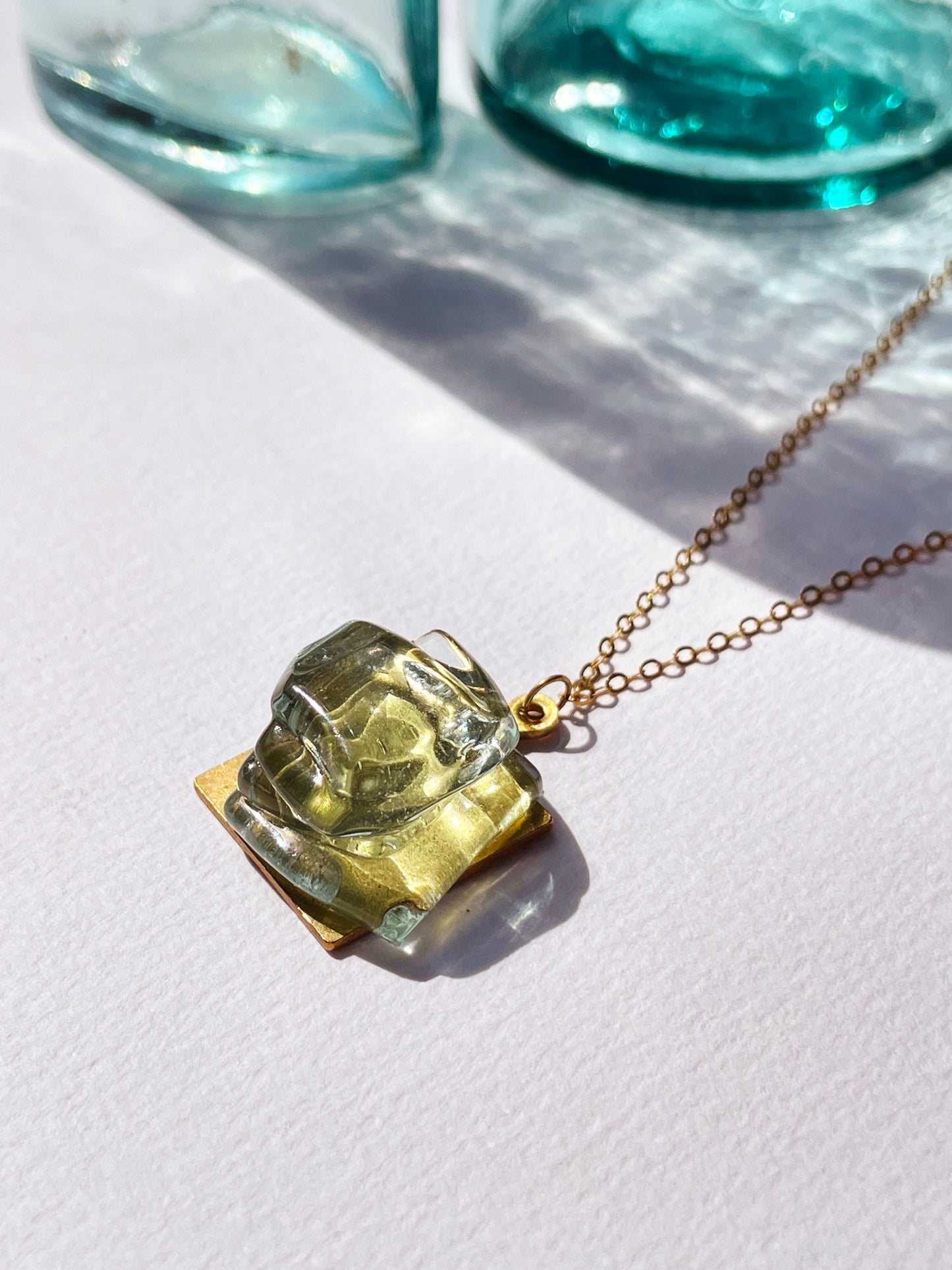 Eco-Friendly Aireys Glass Pendant Necklace with 14k Gold Filled Chain | Handmade in Lorne