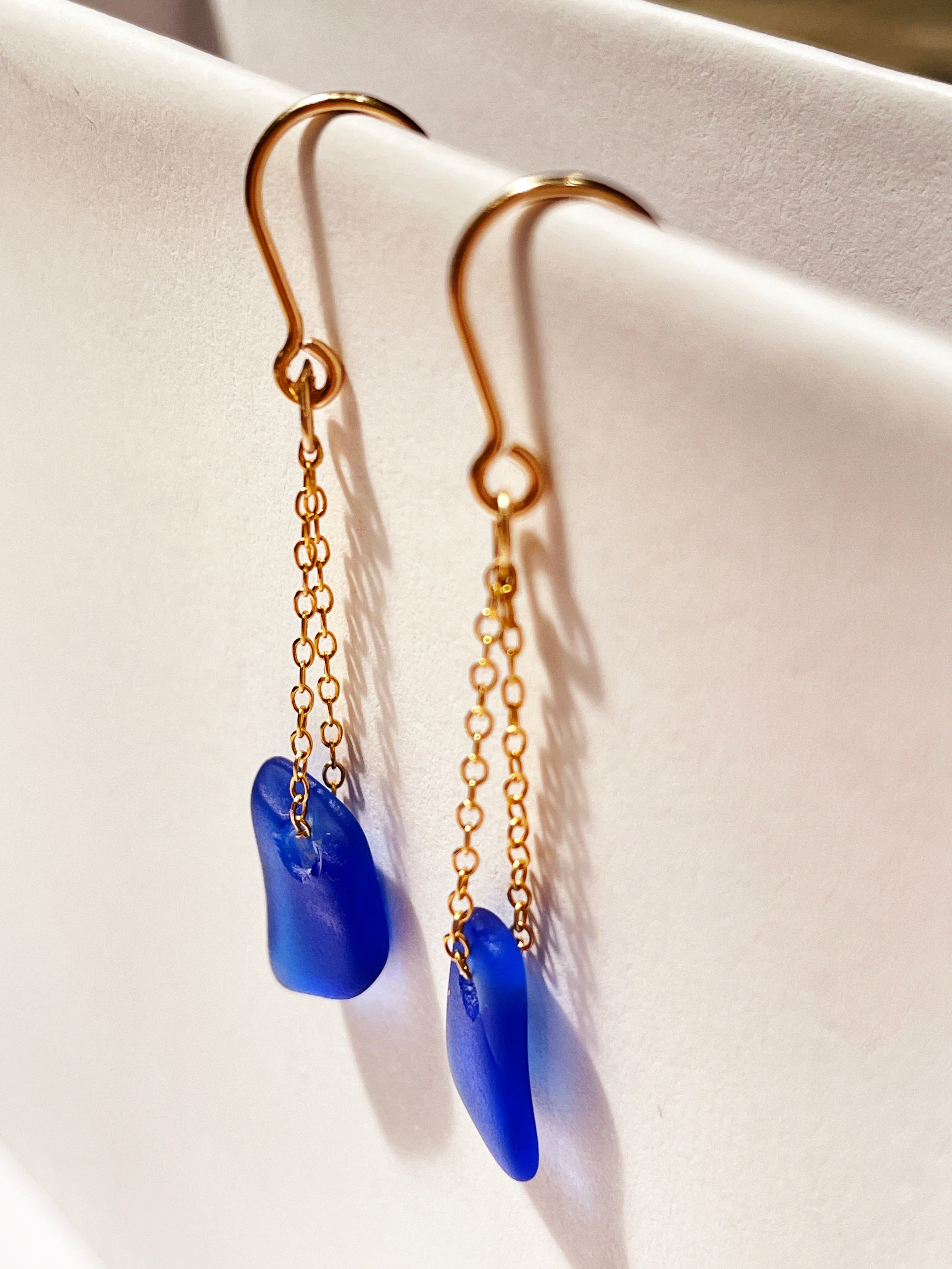 Blue glass clearance drop earrings