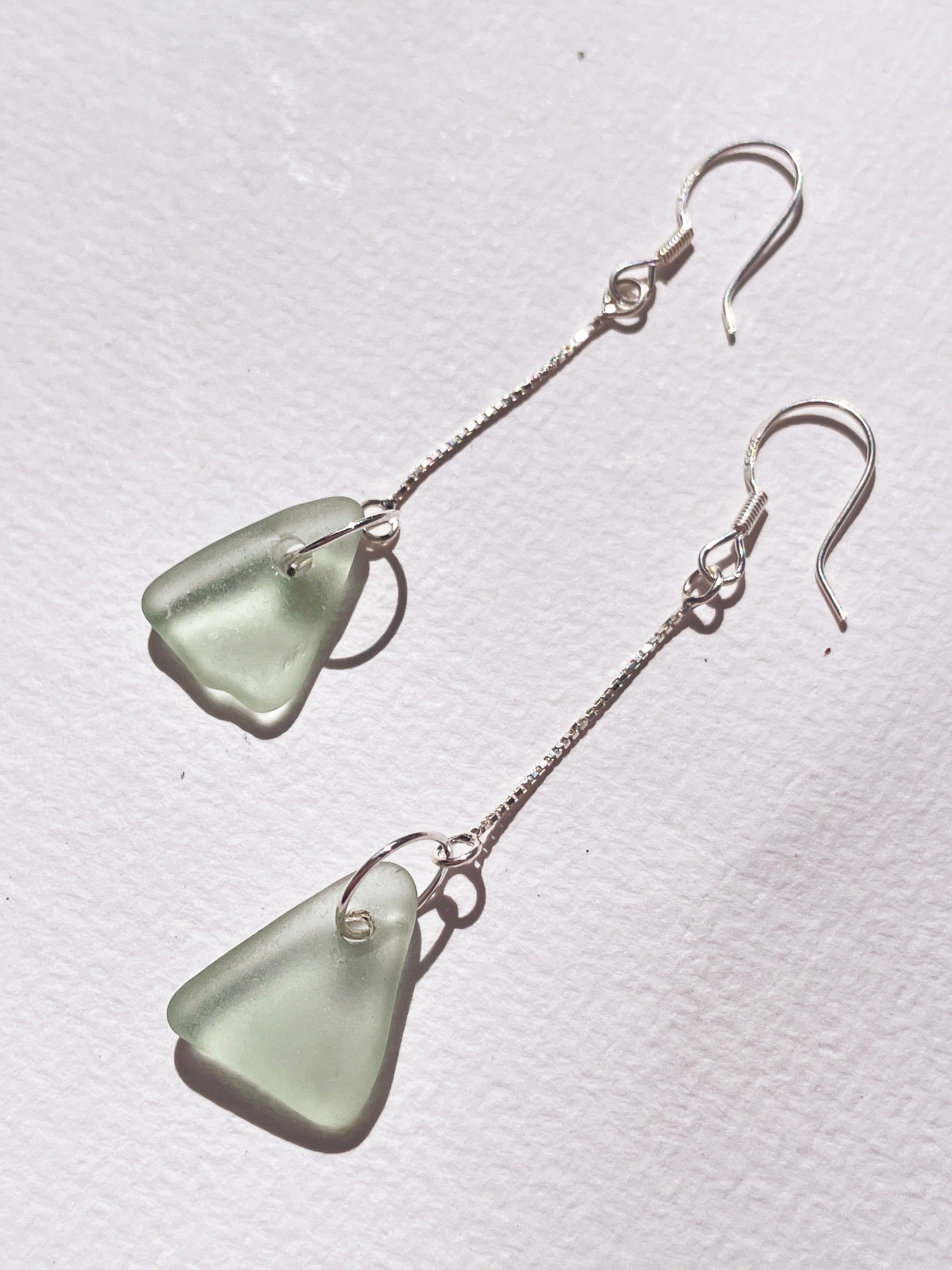 Seafoam Sea-Glass Earrings with 925 Sterling Silver | Handmade and Unique