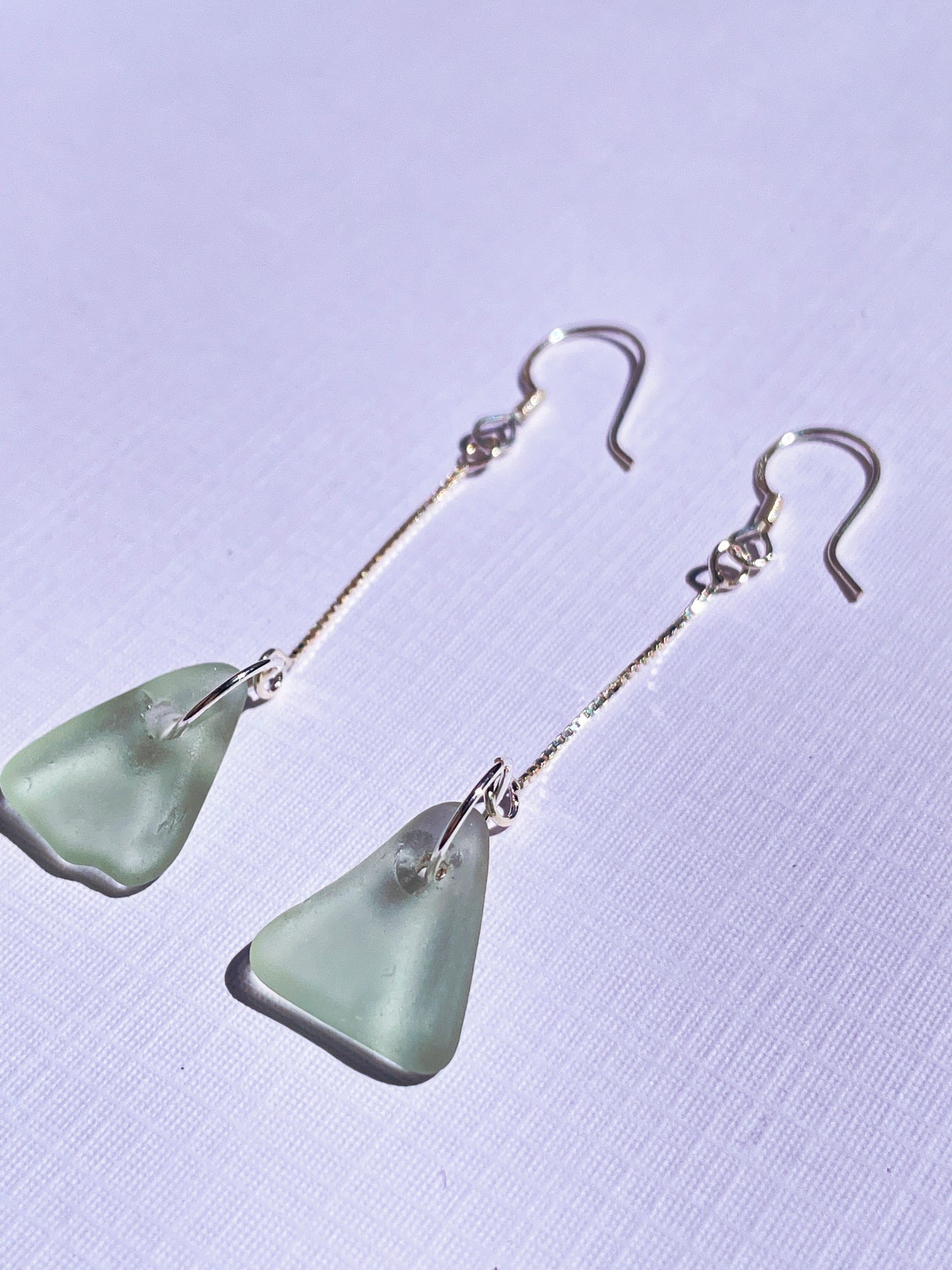 Seafoam Sea-Glass Earrings with 925 Sterling Silver | Handmade and Unique