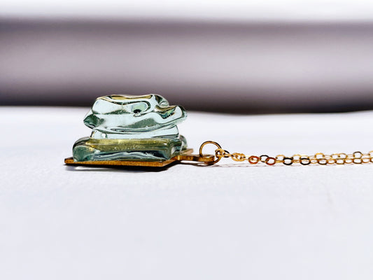 Aireys Glass Pendant Necklace with 14c Gold Filled Chain