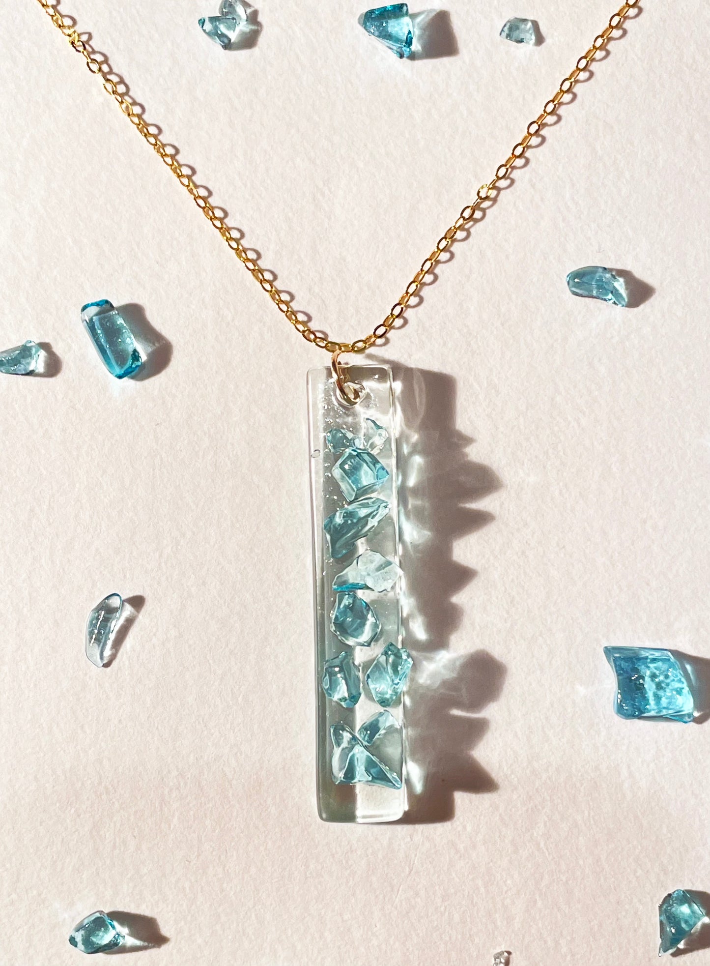 Gin and Soda Turquoise Pendant Necklace with 14k Gold Filled Chain | Handmade and Sustainable