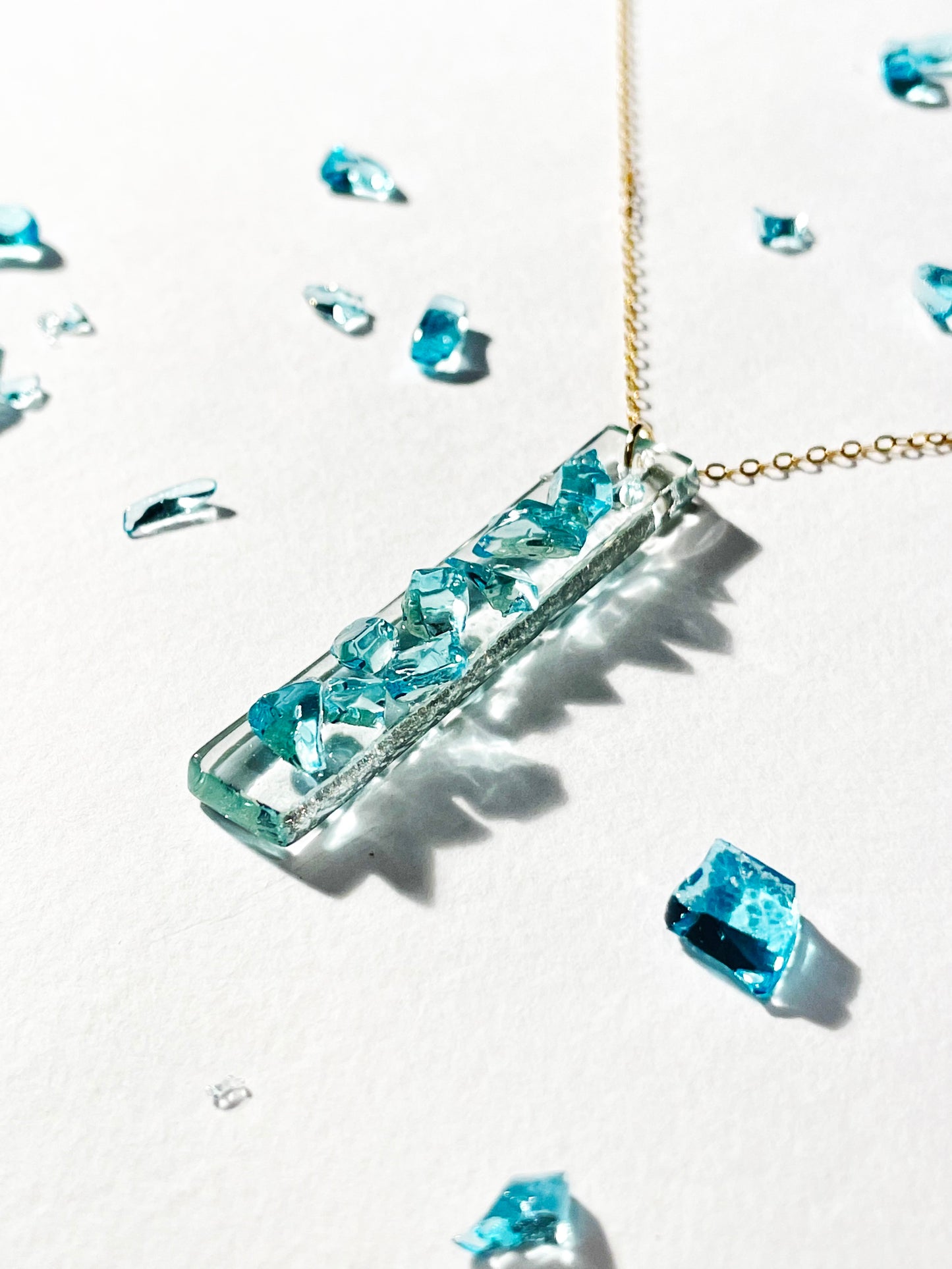 Gin and Soda Turquoise Pendant Necklace with 14k Gold Filled Chain | Handmade and Sustainable