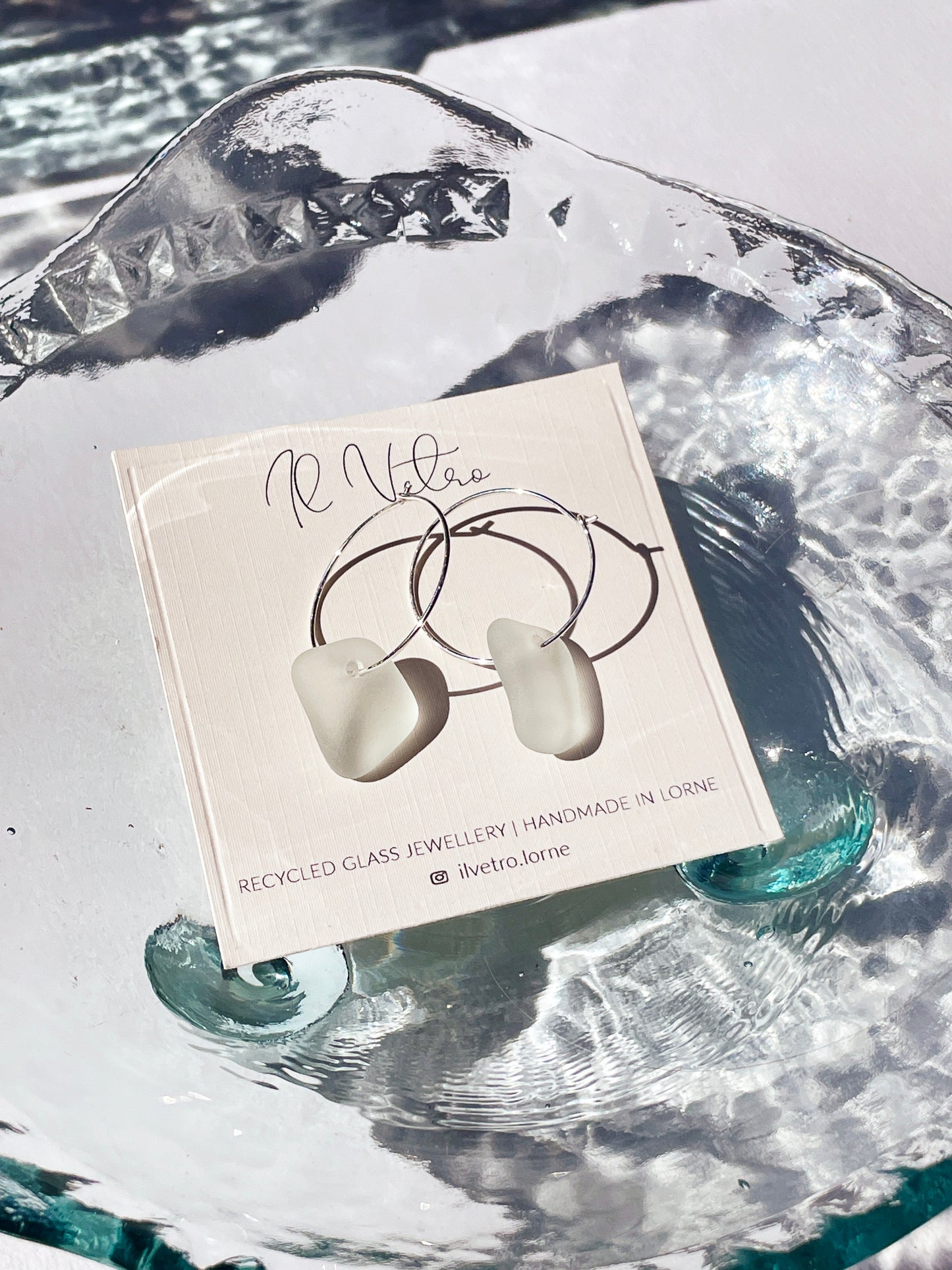 Sea-Foam Sea-Glass Hoop Earrings with 925 Sterling Silver | Handmade and Unique