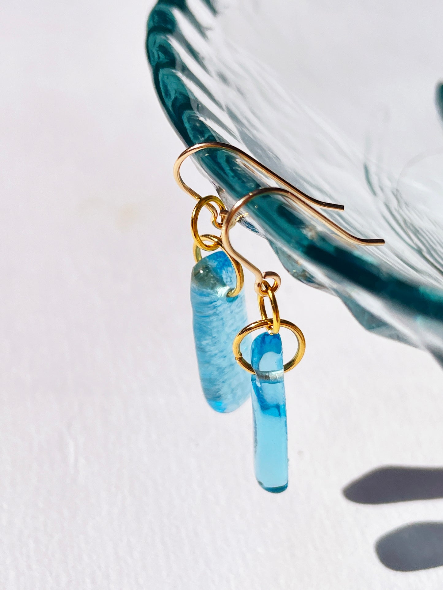 Sapphire Drop Earrings with 14k Gold Filled Hooks | Handmade and Sustainable