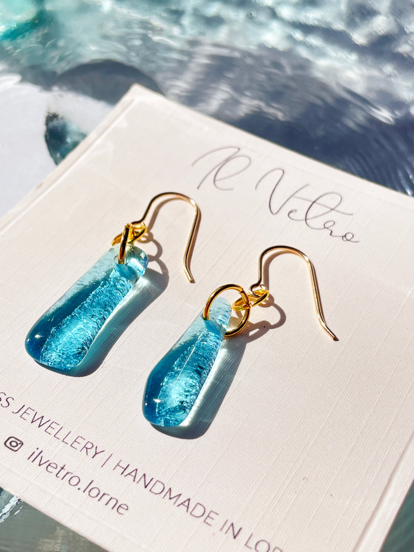 Sapphire Drop Earrings with 14k Gold Filled Hooks | Handmade and Sustainable