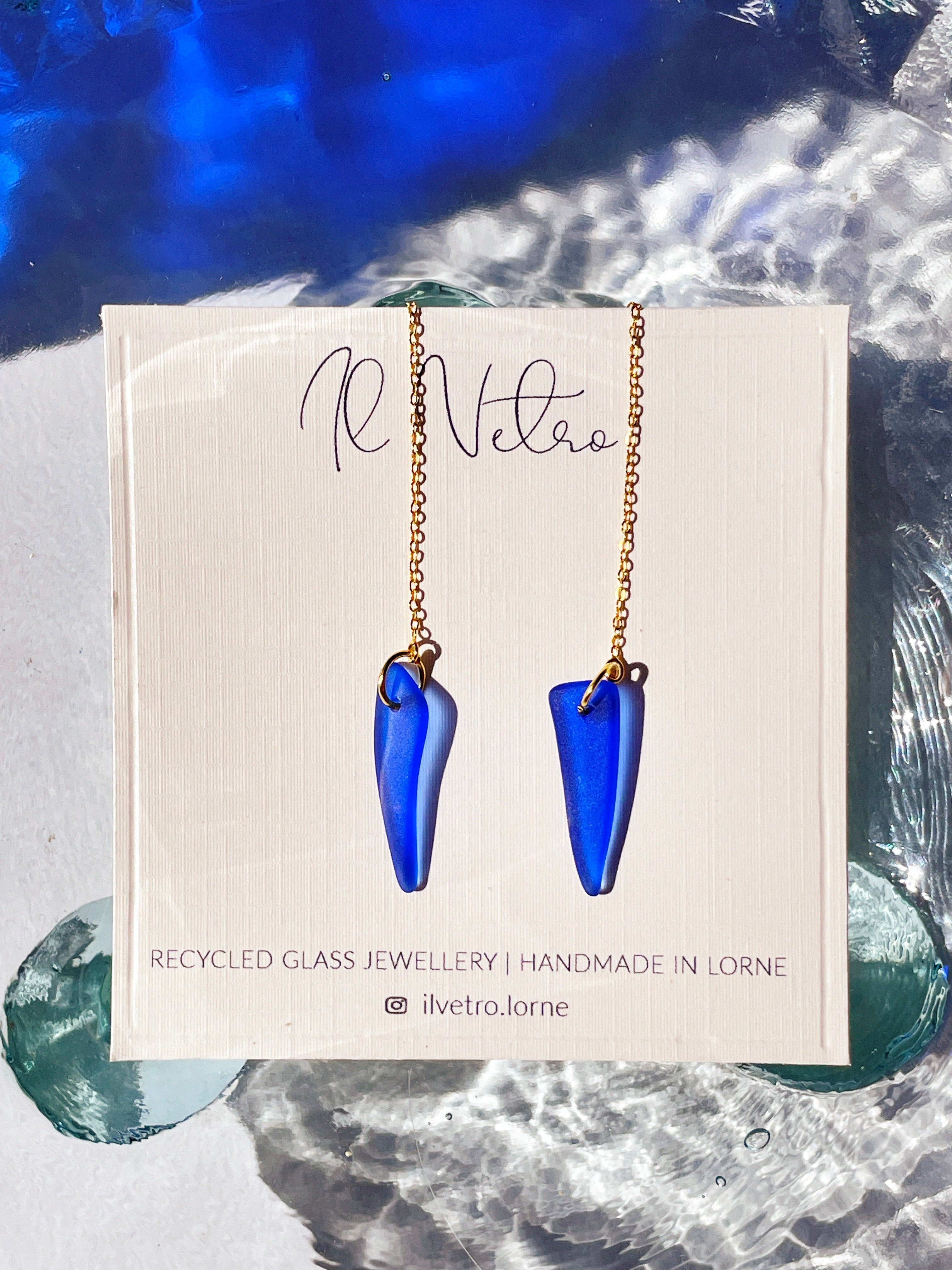 Blue glass deals drop earrings